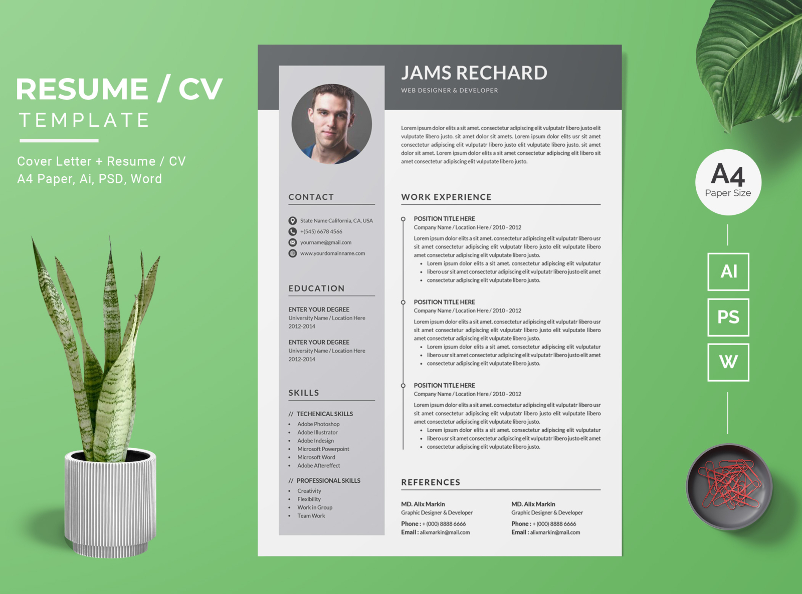 Resume/CV Template-23 by BdThemes on Dribbble