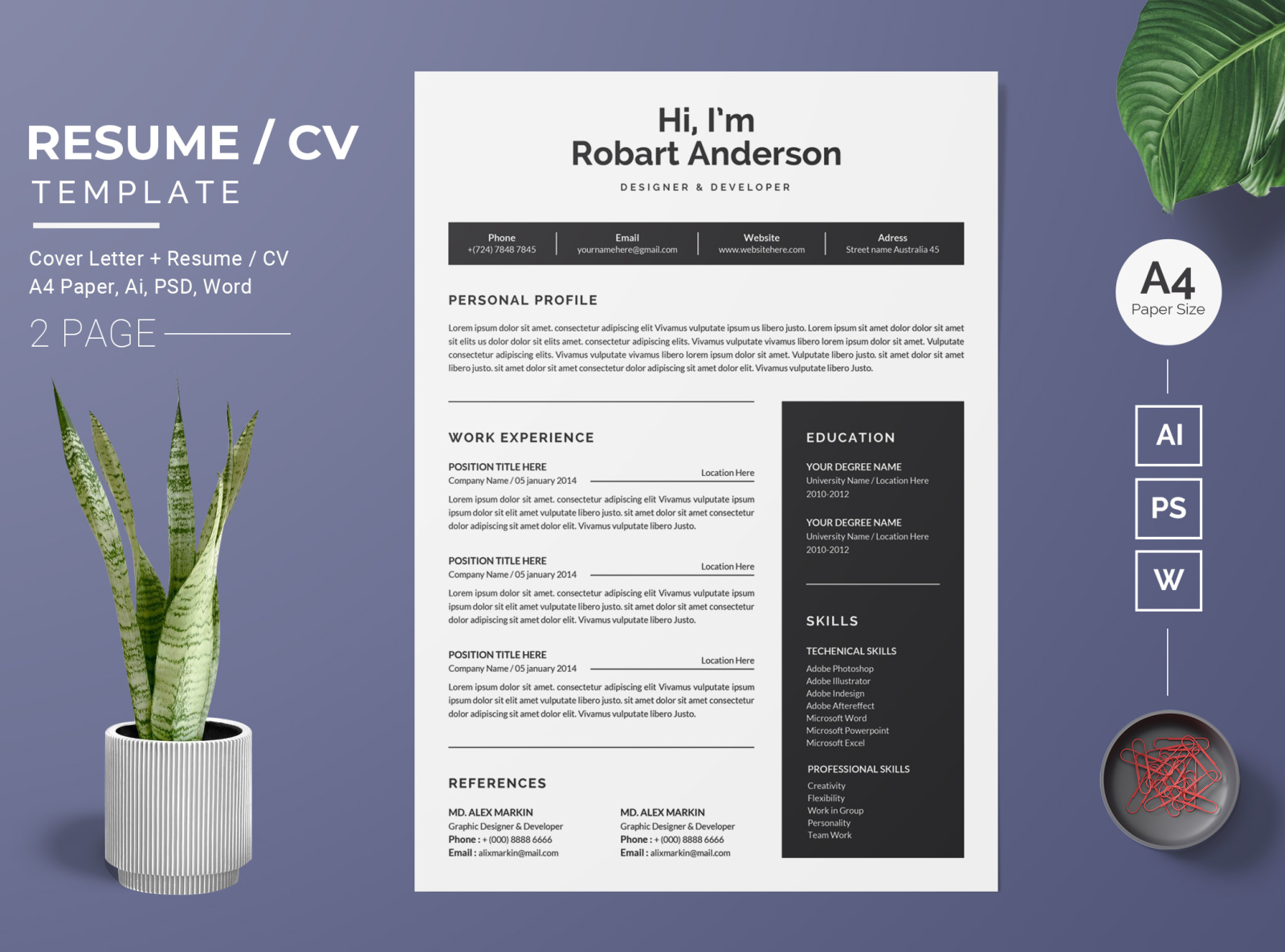 Resume/CV Template-33 by BdThemes on Dribbble