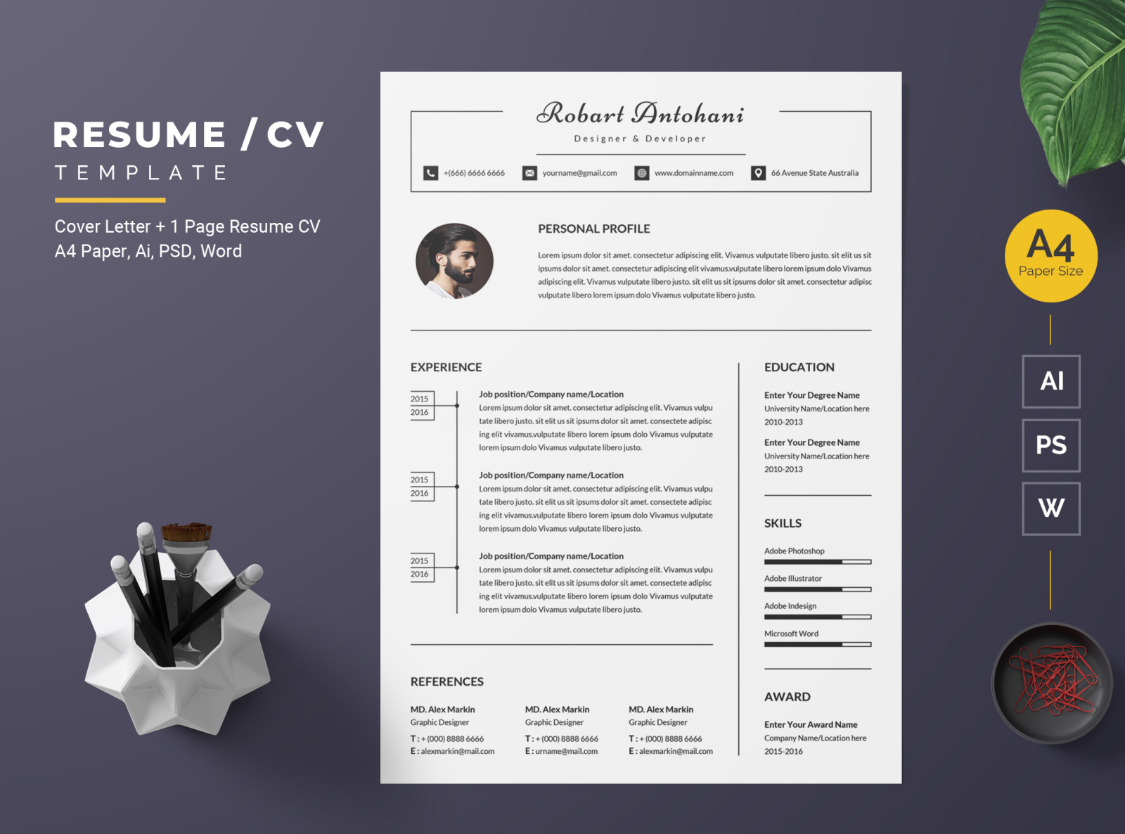 Resume/CV Template-42 by BdThemes on Dribbble