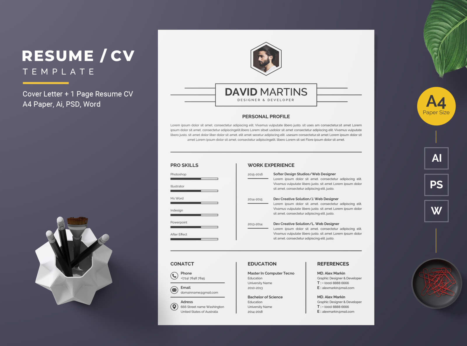 Resume/CV Template-44 by BdThemes on Dribbble