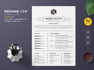 Resume/CV Template-44 cv flat design modern design professional design resume
