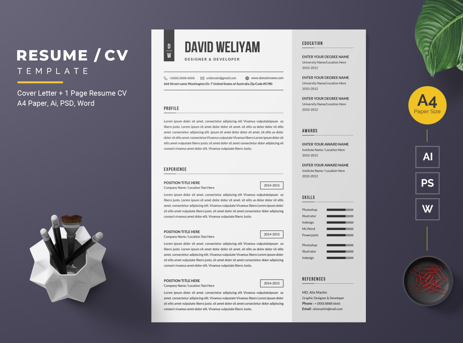 Resume/CV Template-45 by BdThemes on Dribbble