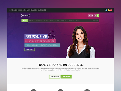 Framed Multi-purpose Joomla Template bdthemes clean design flat design joomla template warp framework