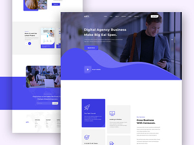 Oxy ! Digital agency landing page flat design landing page landing page design modern design page builder website template