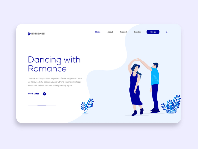 Dancing Romance - an romantic web template flat design illustration webdesign