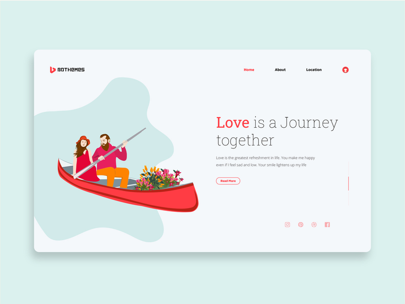 Boat Love - a romantic web illustration flat design web illustration