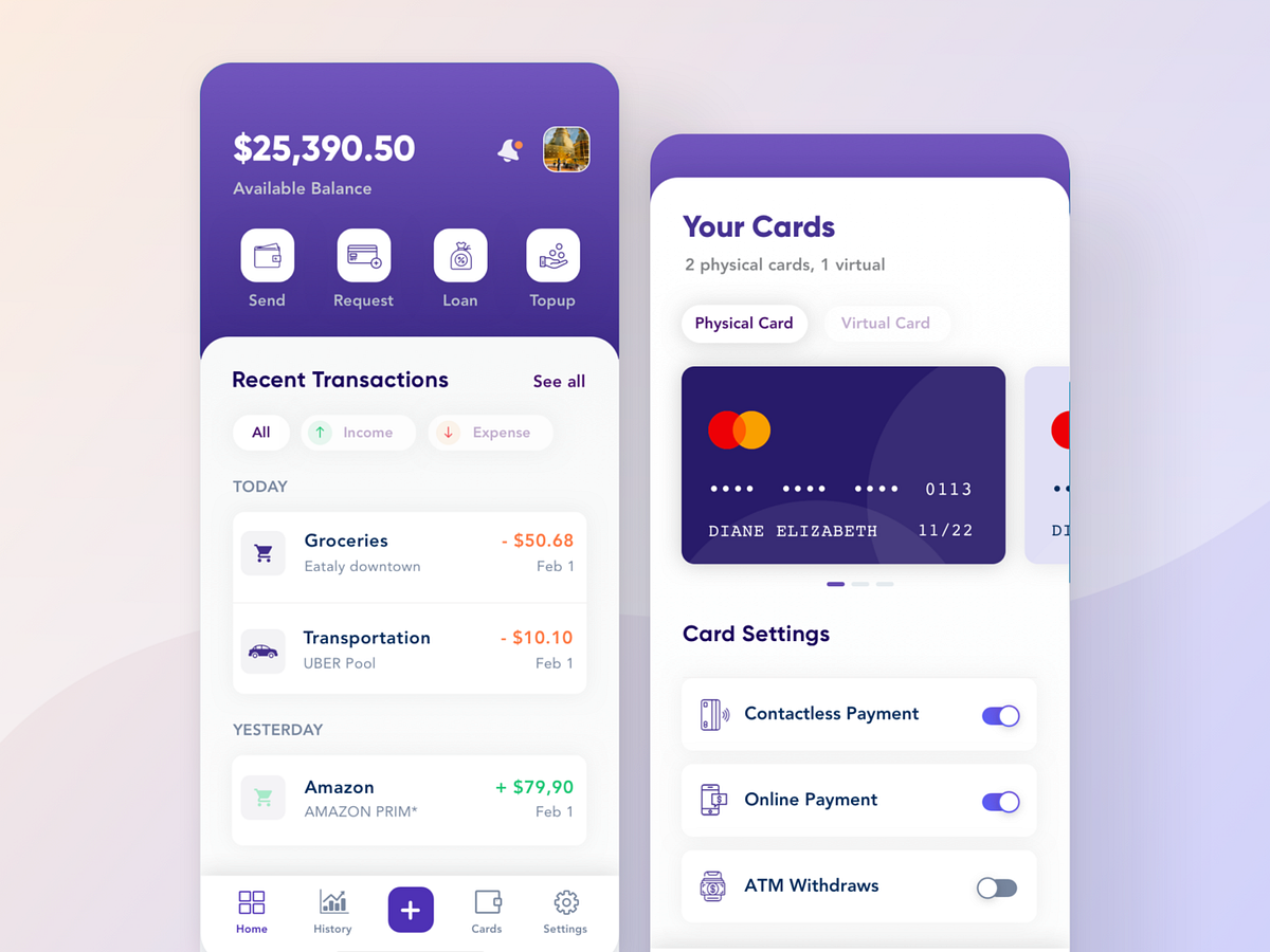 Money Management App by Diane Korongy on Dribbble