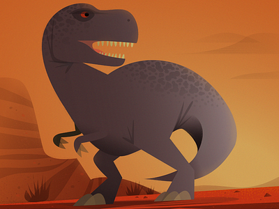 The Tyrannosaurus from "101 Dinosaurs" dinosaurs illustration kids book vector