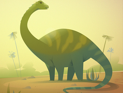 The Apatosaurus from "101 Dinosaurs" illustration kids book vector