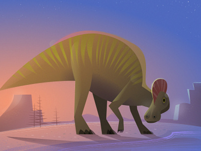 The Corythosaurus from "101 Dinosaurs" dinosaurs illustration kids book vector