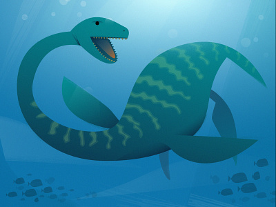 The Plesiosaurus from "101 Dinosaurs" illustration kids book vector