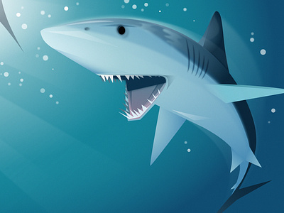 Surfing with a Giant Shark by david loblaw on Dribbble