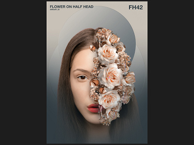 Flower On Half Head Poster Design