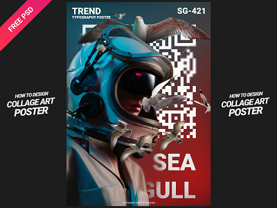 TREND TYPOGRAPHY POSTER SEAGULL collage collage art design illustration photoshop poster poster a day poster art poster collection poster design text effect typo typography typography poster
