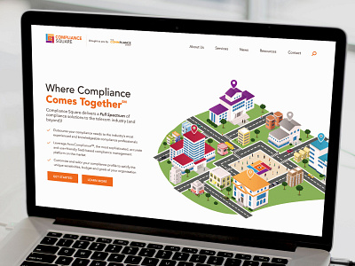 Compliance Square Website bright clean colorful compliance geometric lawyer legal legal office modern simple telecom telecommunication website website design