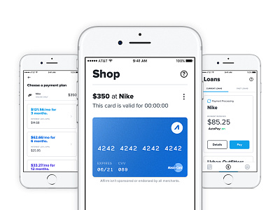 Affirm App v3 anywhere app cards clean credit card design manage shop simple