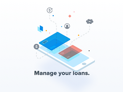 Manage your loans. cards finance floating isometric loans manage particles phone