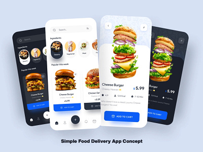 Simple Food Delivery App Concept app branding delivery design food graphic design illustration ui ux vector website