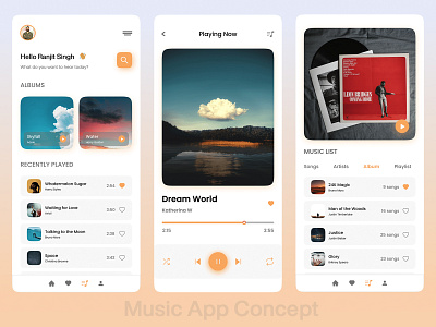 Music App Concept app branding delivery design idea illustration music play song ui ux vector