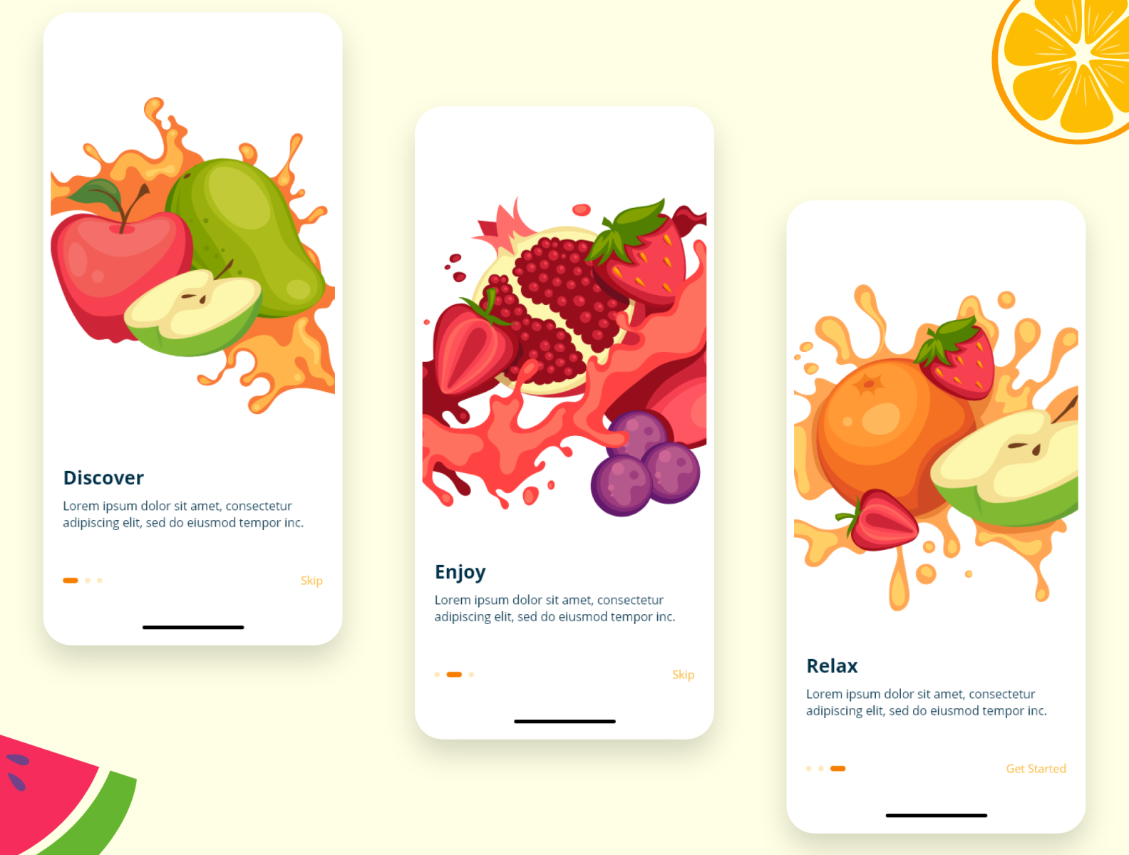 Walkthrough Screen Design for Fruit Buying App by Sajid Ali on Dribbble