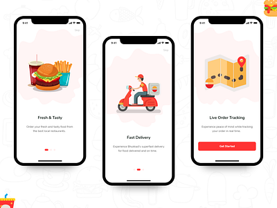 Walkthrough Screen Design for Bhukkad adobe xd design food app food app design illustration ios app onboarding onboarding illustration onboarding screens onboarding ui online food order typography ui ui design ui presentation ux uxdesign walkthrough