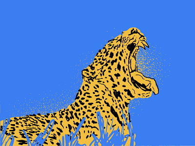 illustrations for a card game animal animal art animal illustration blue cyan drawing illustration jaguar leopard pop art texture yellow