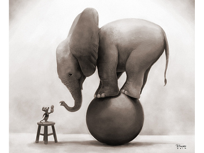 Elephant animal digital painting elephant illustration mouse