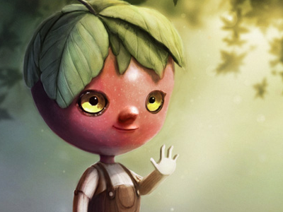 Apple Boy character concept digital painting illustration