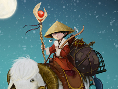 Goat Warrior adventure concept art digital painting goat illustration kid
