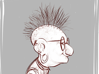 Old Punk character design illustration old man sketch