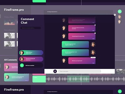 Fineframe - App for filmmakers 2019 audio chat concept app design film filmmakers movies purple web app web app design