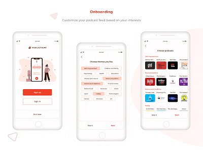 Onboarding of podcast app