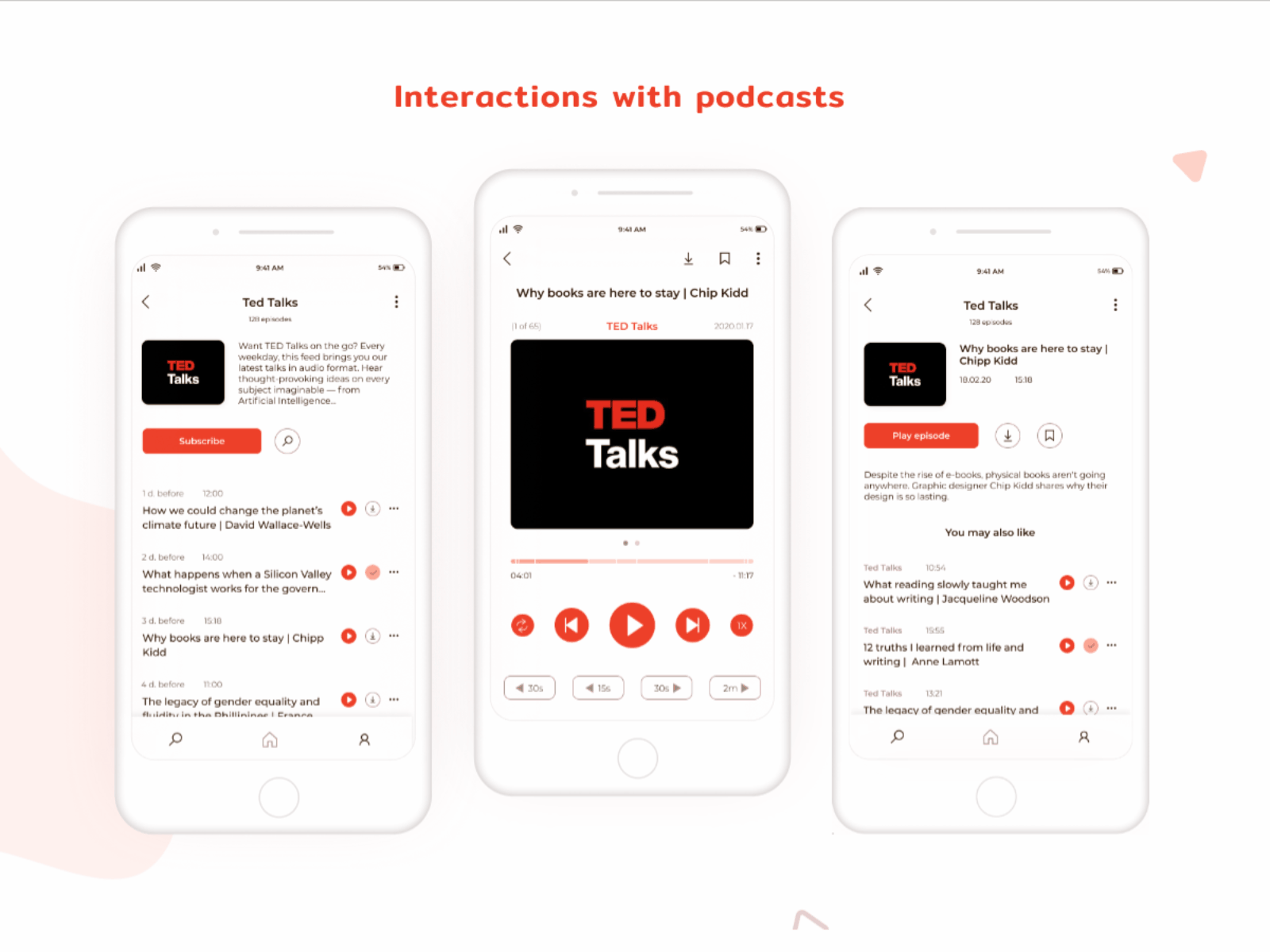 Playback of a podcast app