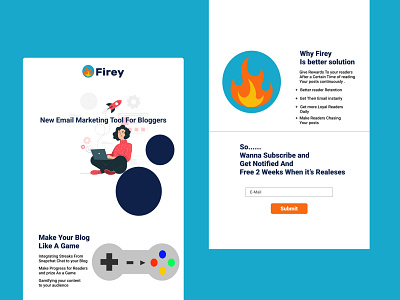 Firey Landing page for an email marketing tool blog design branding design freelance freelance design ui