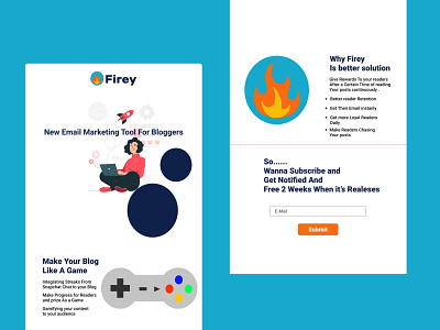 Firey Landing page for an email marketing tool