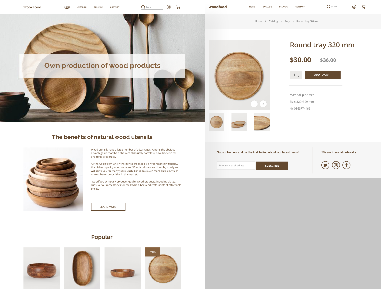 Online store of handmade wooden tableware by Anna Shavrieva on Dribbble