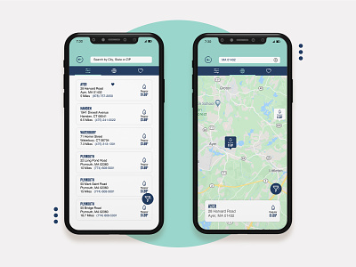 Location - Map & List View app apple iphone x list view locations map view mobile ui uiux