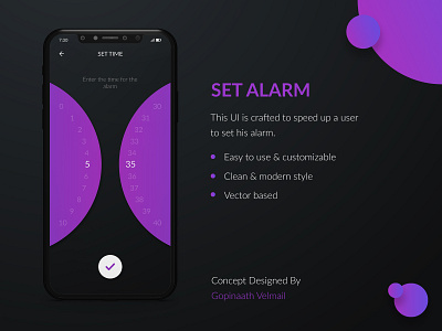 Dribbble Set Alarm alarm dark theme alarm wheel alarm