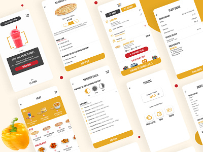 Online Food Ordering App android app app flow app ui app ux apple application food app food online order mobile app mobile app ui online ordering pizza pizza menu pizza online order restaurant restaurant menu resturant