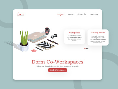 Dorm - Co Workspace's co workspace landing landing page ui macintosh minimal ui ui ux web design website website concept website ui workspaces