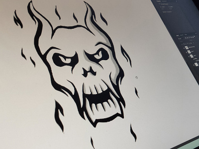 Fire Skull Logo branding design digital fire horor illustration logo minimal monster skull vector