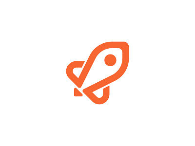 Rocket Logo digital line art marketing minimal orange rocket