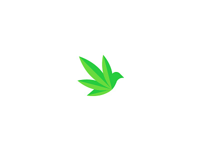 Peace Leaf Logo bird cannabis dove green leaf minimal