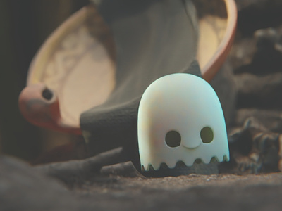 Tiny ghost 3d blender cute cycles ghost happy illustration meshroom