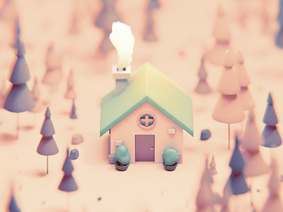 Cabin in the woods 3d 3d illustration blender cabin cartoon cute cycles illustration krita sculpt stylized woods