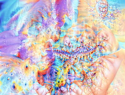 Cosmic colors 3d blender cycles illustration krita