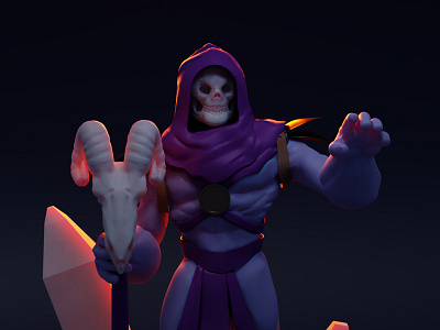 Skeletor blender cycles he man retro skeletor