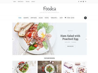 Foodica - Food Recipes WordPress Theme clean food light minimal recipe theme wordpress