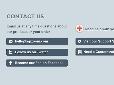 Footer contact footer icons list social