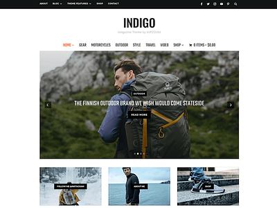 Indigo Magazine & Blog WordPress Theme black blog magazine theme wordpress wpzoom